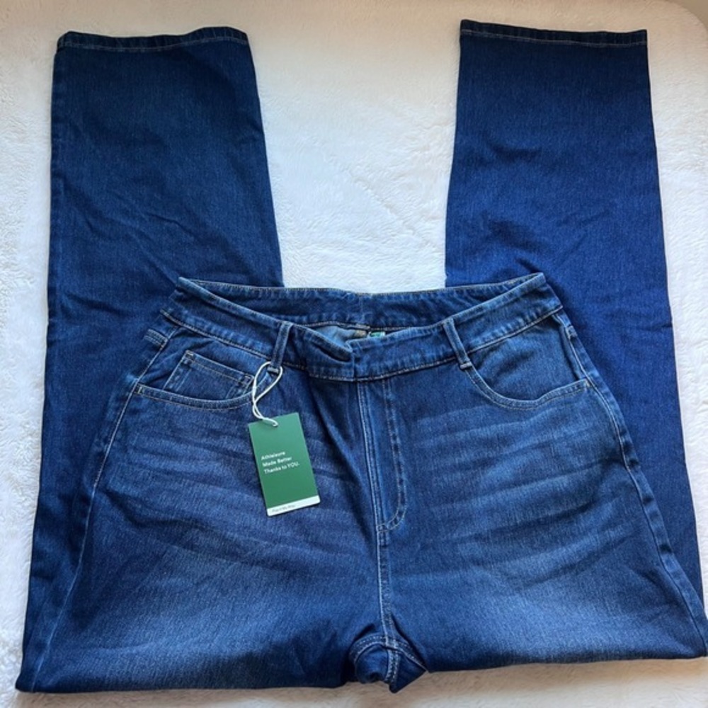 Halara Size XL Tall High Waisted Wide Leg Jeans Dark Wash Blue Stretch Denim NWT